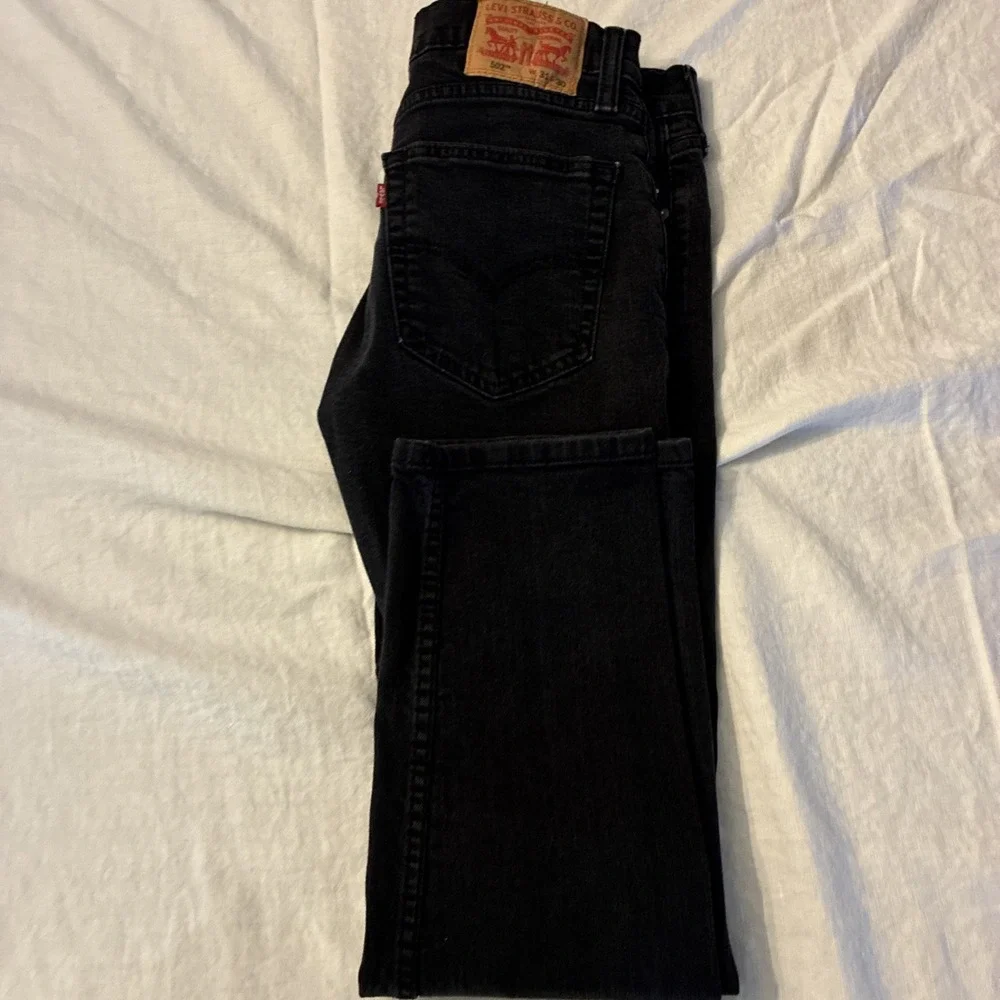 Levis Jeans Mens 31x30 Black 502 Regular Taper Stretch Zip Fly Flex Denim Pants